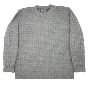 Oscar de la Renta Textured Knit Crewneck‎ Sweater Men's Gray XL Cotton Grandpa